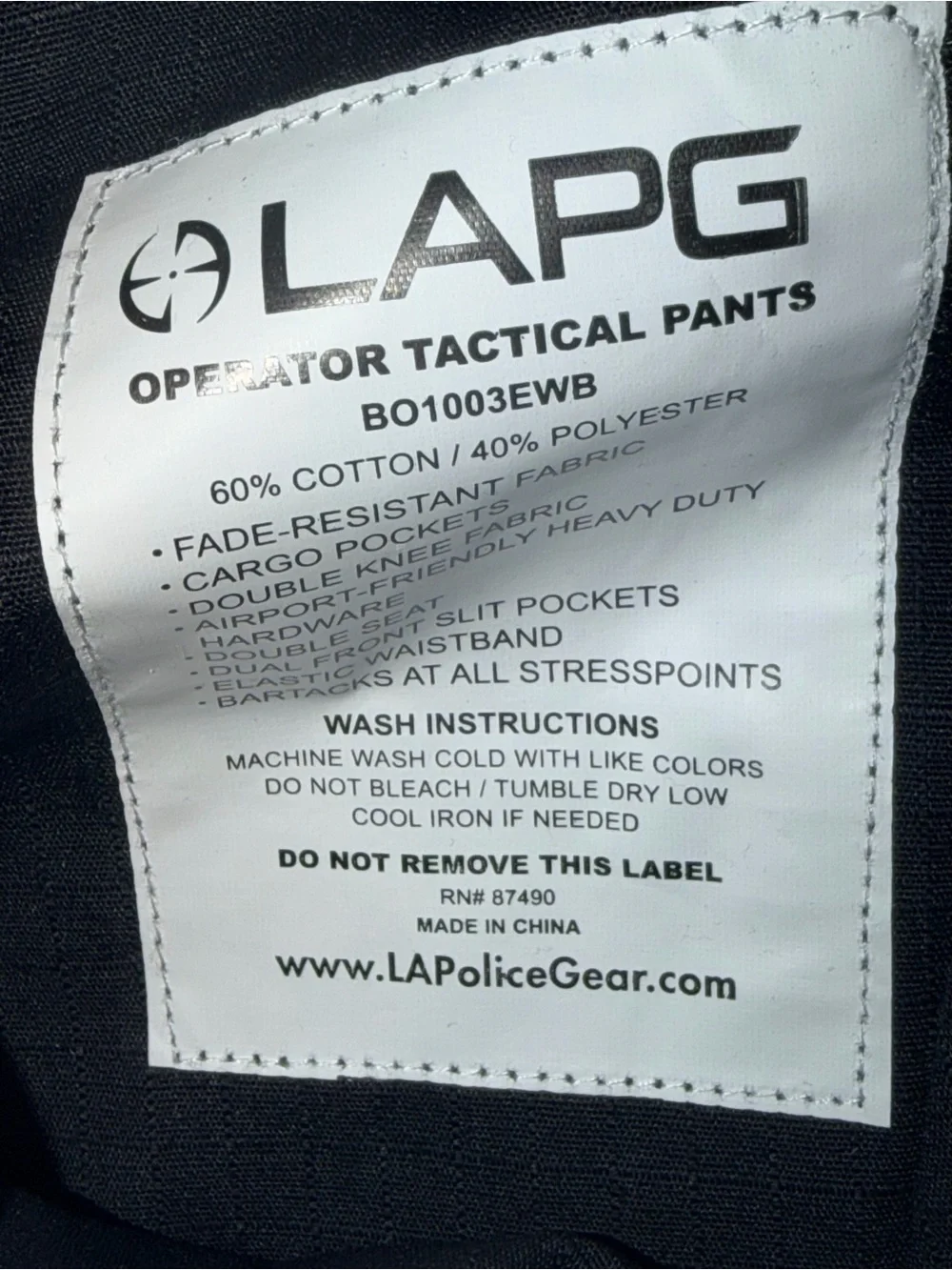 LAPG OPERATOR TACTICAL PANTS Men’s Black Cargo Work Pants